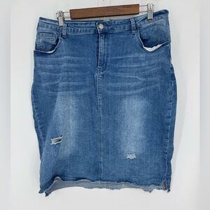 The Main Street Exchange Women's Stylish Blue Denim Pencil Skirt Size 16